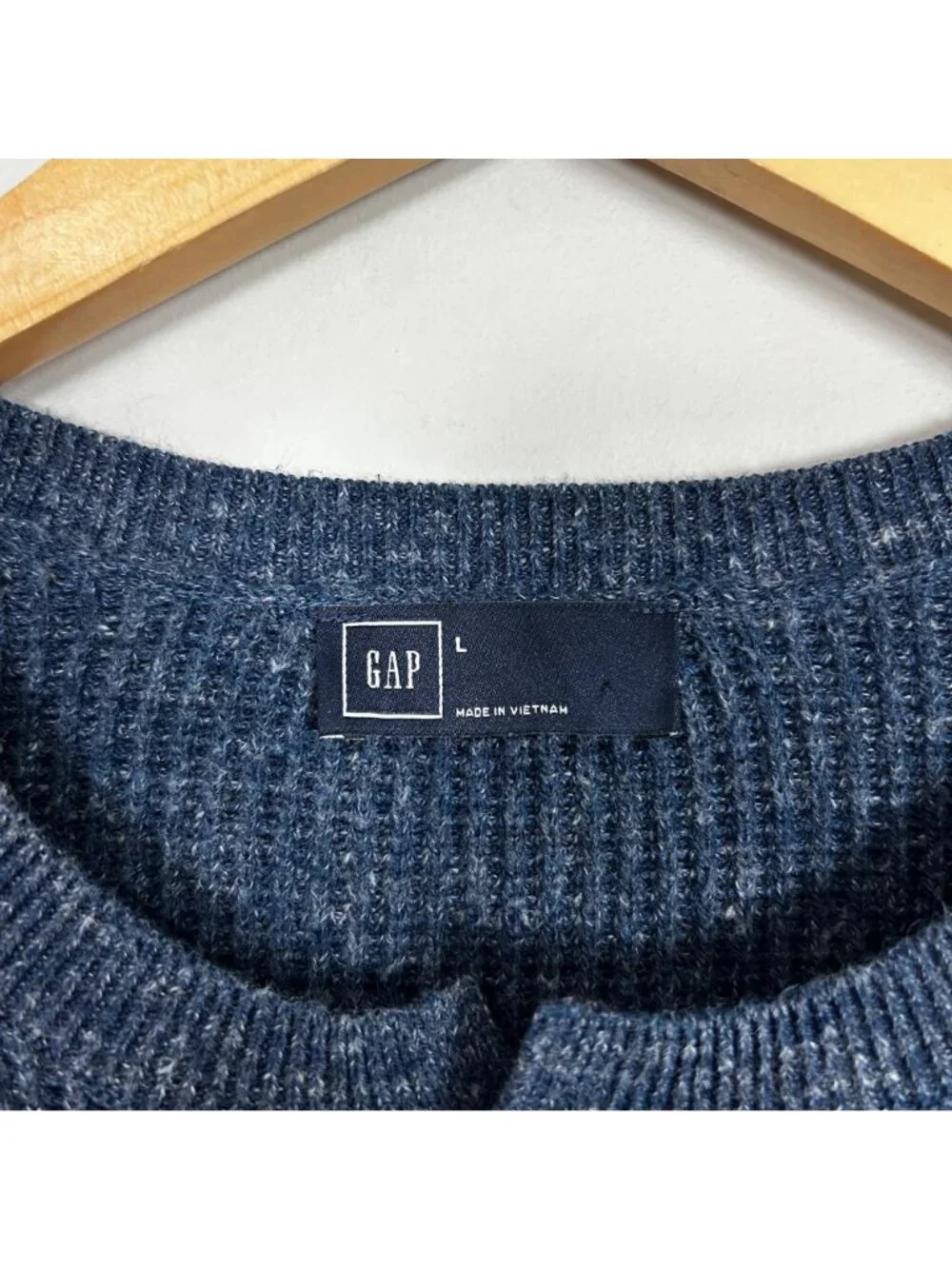 Gap Henley Waffle‎ Sweater Heather Navy Ribbed Size Large Men's